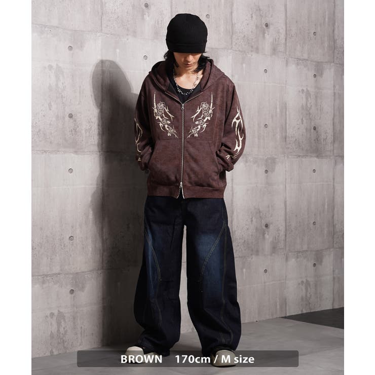 トライバル 薔薇 ジップパーカー | ONE 4 PREMIUM | 詳細画像12 