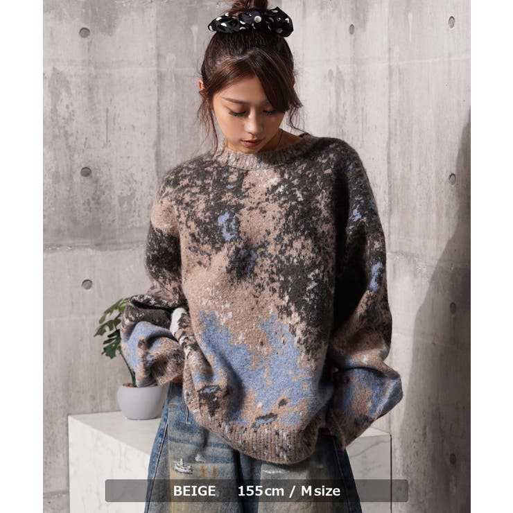 アブストラクト オーバーサイズ クルーニット | ONE 4 PREMIUM | 詳細画像9 