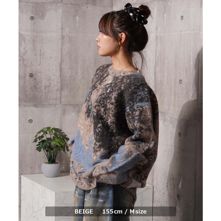 アブストラクト オーバーサイズ クルーニット | ONE 4 PREMIUM | 詳細画像10 