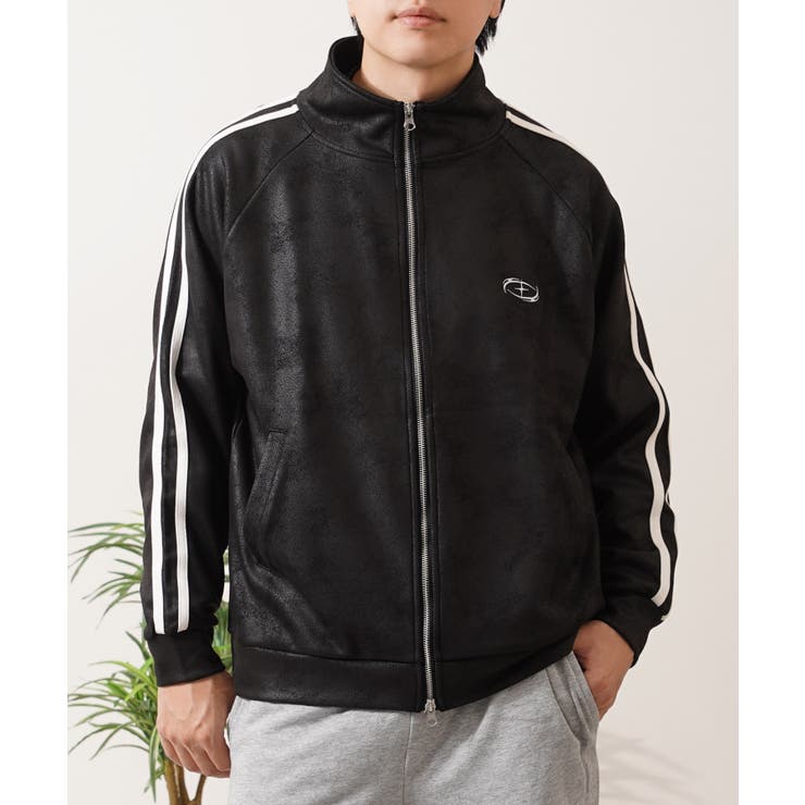 A-BLACK | レザーライク トラックジャケット メンズ | ONE 4 PREMIUM