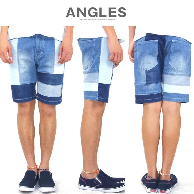 ストレッチデニム パッチワークショーツ】ショートパンツ メンズ[品番