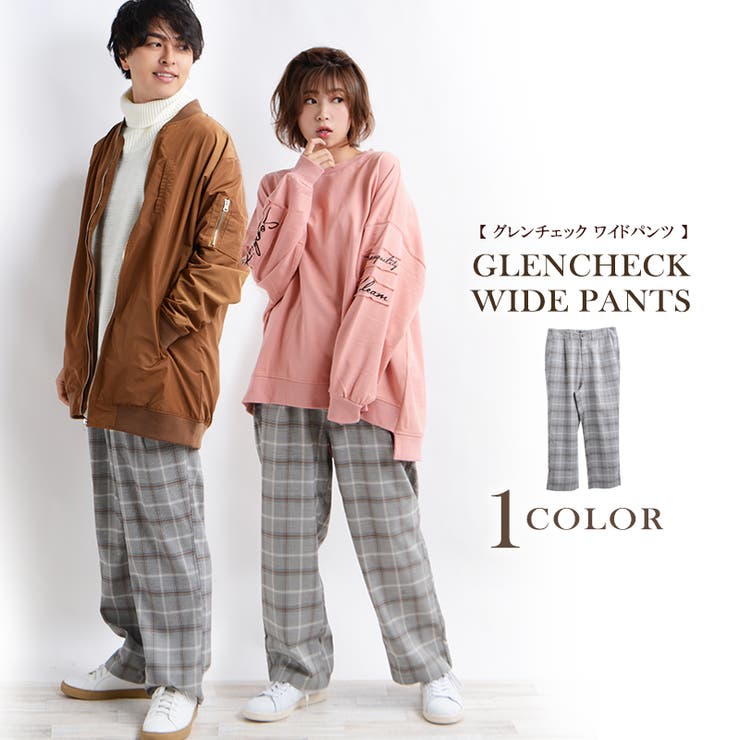 ワイドパンツ チェックパンツ グレンチェック[品番：OCGW0001114