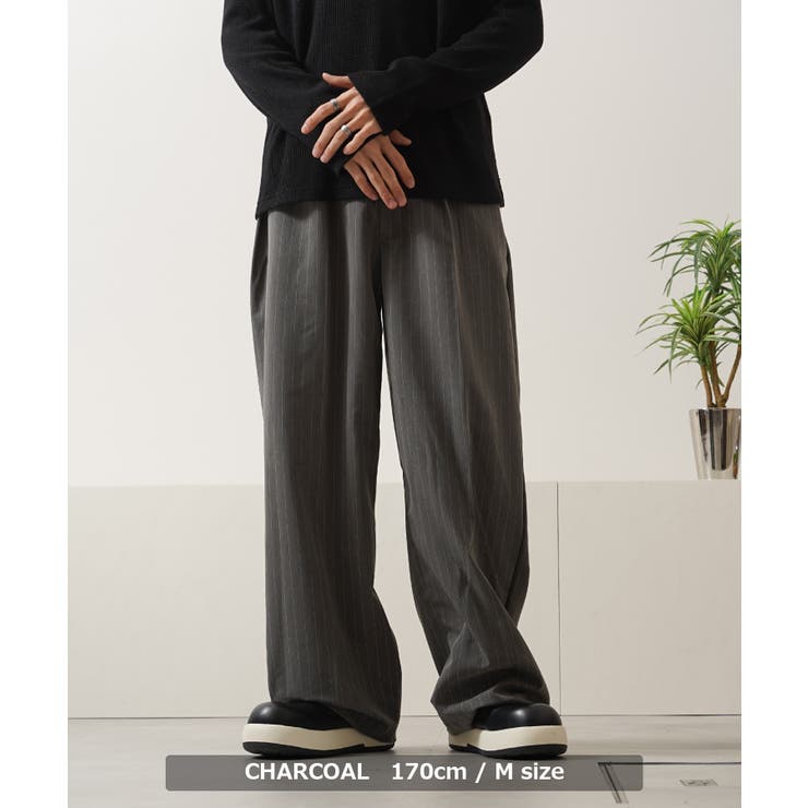 ストライプ ワイドスラックス メンズ | ONE 4 PREMIUM | 詳細画像9 