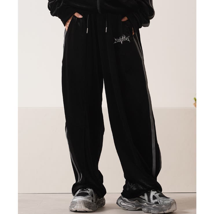 BLACK | ベロア トラックパンツ メンズ | ONE 4 PREMIUM
