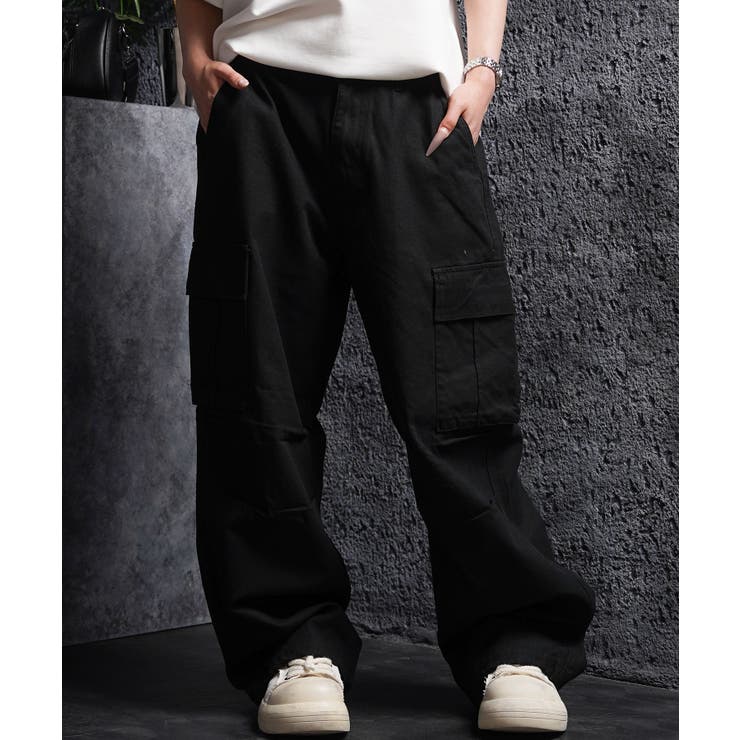 BLACK | カーゴパンツ メンズ ワイド | ONE 4 PREMIUM