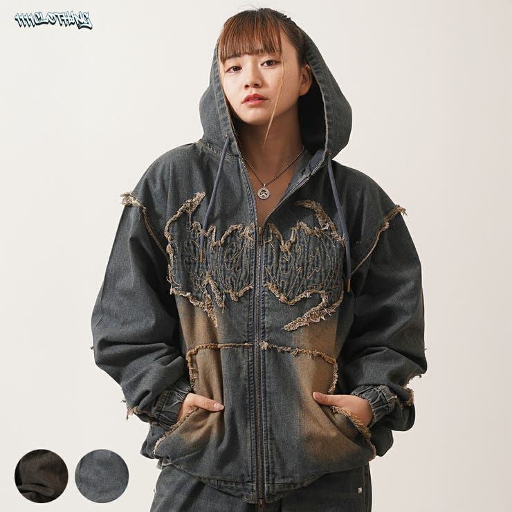 デニムジャケット レディース ジップパーカー[品番：OCGW0004356]｜ONE