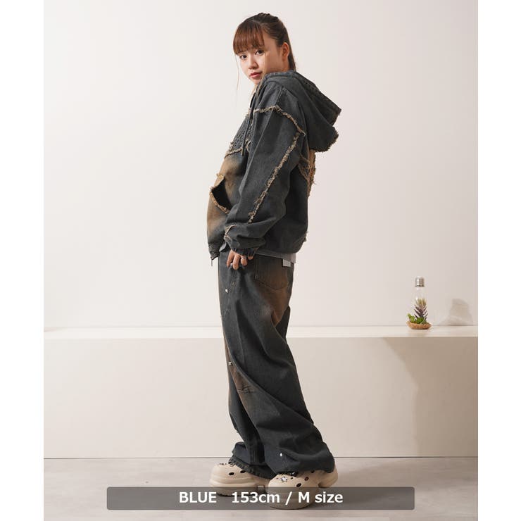 デニムジャケット レディース ジップパーカー[品番：OCGW0004356]｜ONE