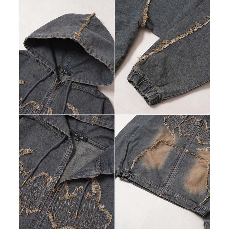 デニムジャケット レディース ジップパーカー[品番：OCGW0004356]｜ONE