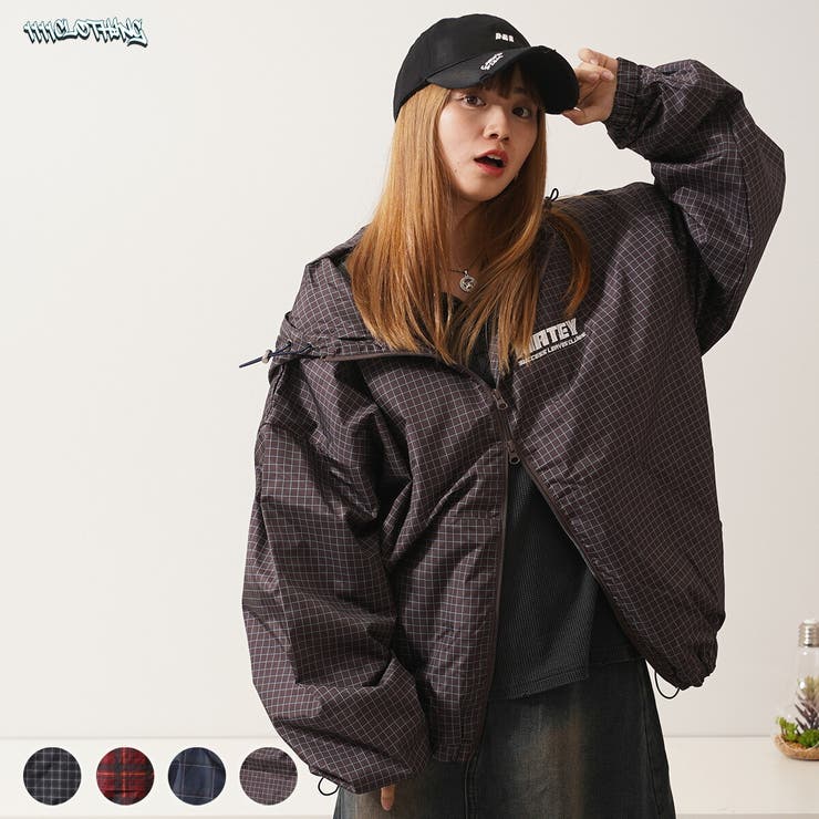 パラディーゾ メンズL ウィンドブルゾン フード付き 新品未使用 黒チェック柄 チェック柄 フードブルゾン メンズ[品番：OCGW0004365]｜ONE 4 PREMIUM