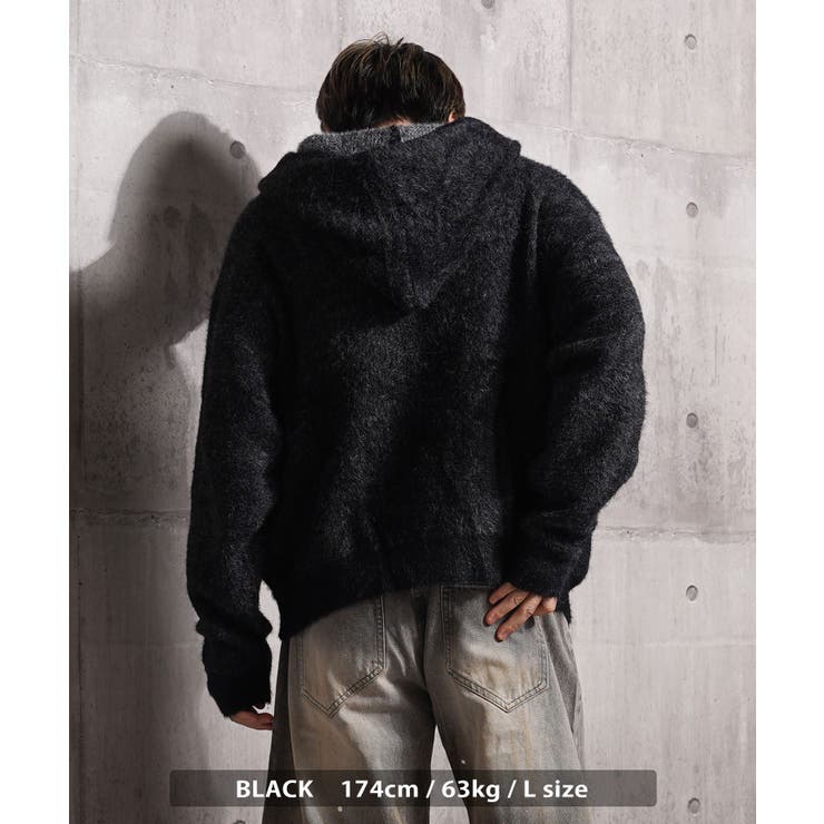 シャギーニット レタリング ジップパーカー | ONE 4 PREMIUM | 詳細画像7 