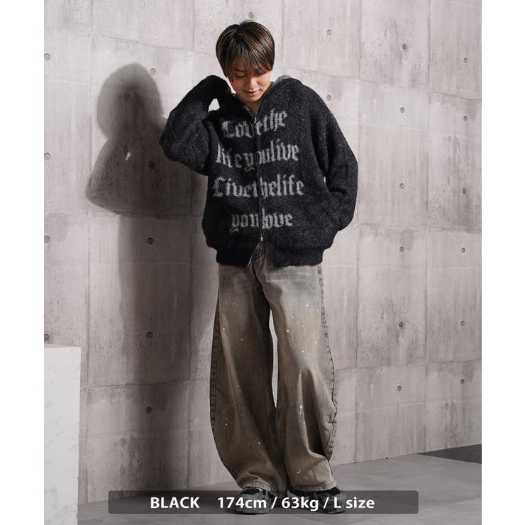 シャギーニット レタリング ジップパーカー | ONE 4 PREMIUM | 詳細画像8 