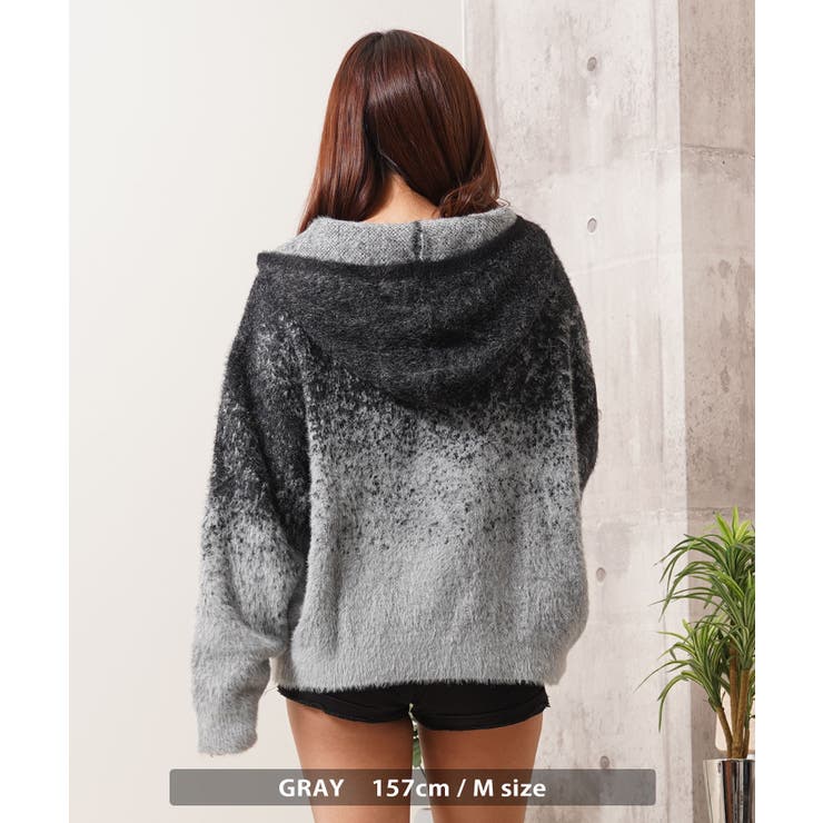 シャギーニット レタリング ジップパーカー | ONE 4 PREMIUM | 詳細画像11 