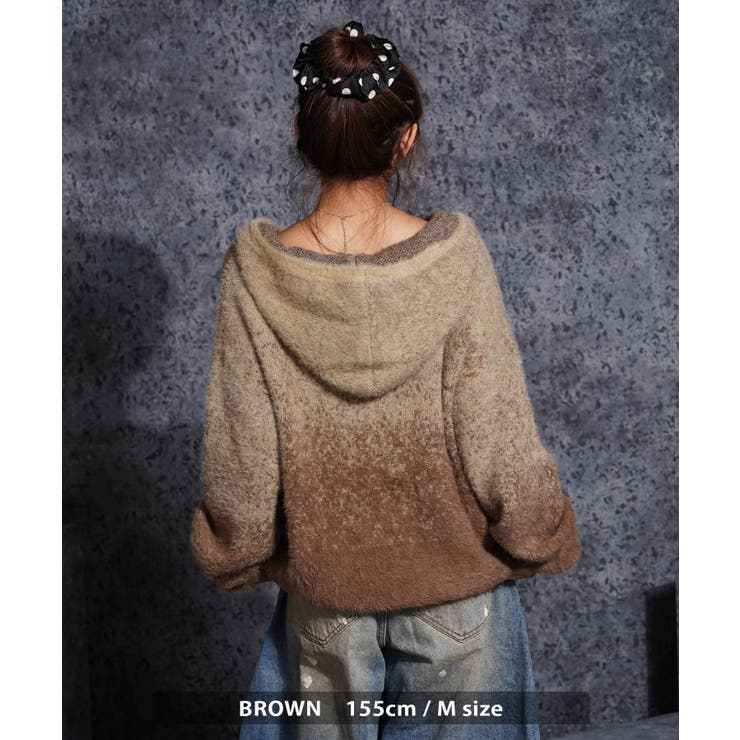 シャギーニット レタリング ジップパーカー | ONE 4 PREMIUM | 詳細画像15 