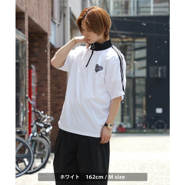 ◇ハートロゴ ハーフジップ Tシャツ◇ハーフジップ[品番