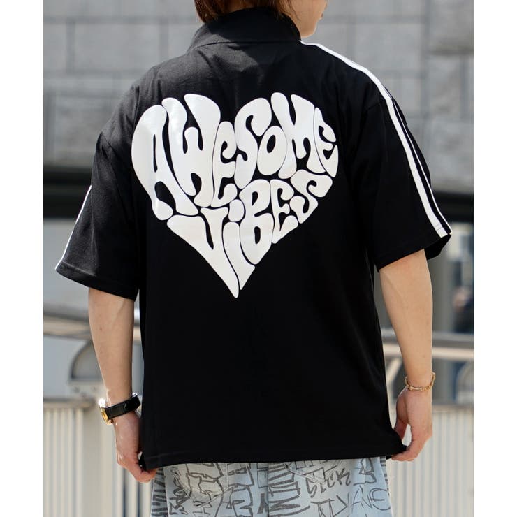 センスのいい お歳暮 ◇ハートロゴ ハーフジップ Tシャツ◇ハーフジップ[品番 トップス