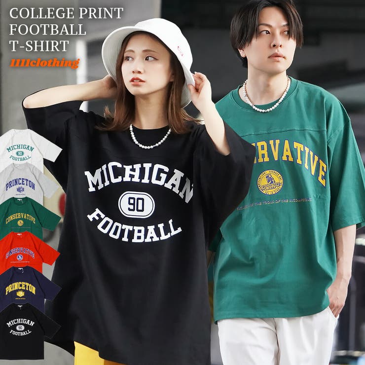 ◆カレッジプリント フットボールTシャツ◆ オーバーサイズ | ONE 4 PREMIUM | 詳細画像1 