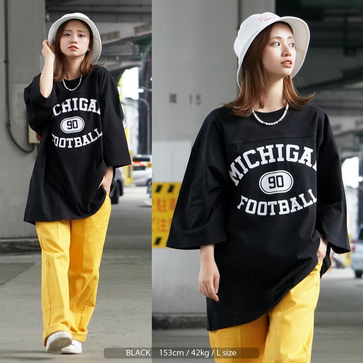 ◇カレッジプリント フットボールTシャツ◇ オーバーサイズ[品番