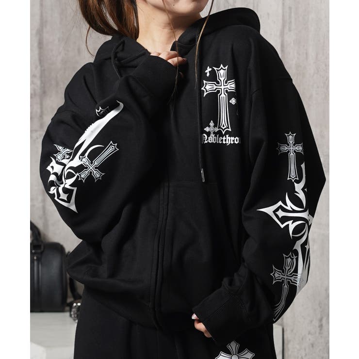 BLACK×WHITE | クロス ジップパーカー メンズ | ONE 4 PREMIUM