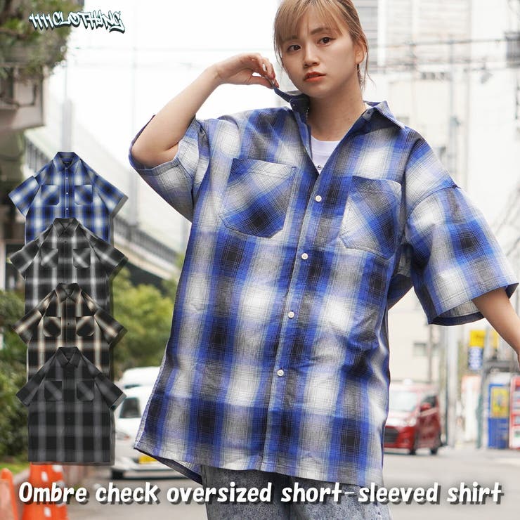 BLUE】チェックシャツ メンズ オーバーシャツ[品番：OCGW0003043]｜ONE