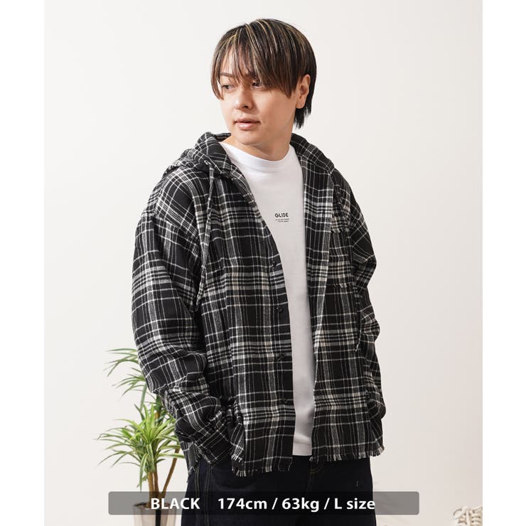 フリンジ チェックシャツ パーカー | ONE 4 PREMIUM | 詳細画像6 