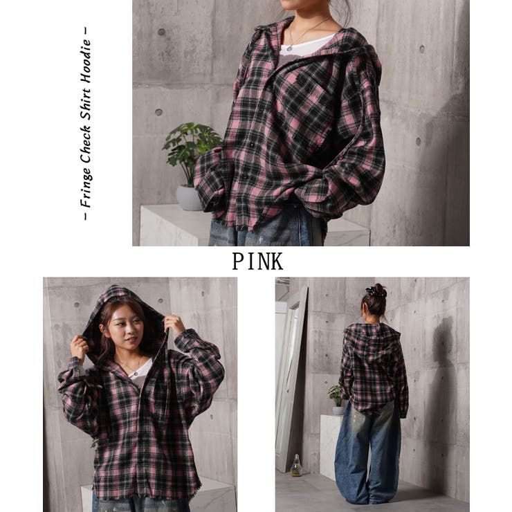 フリンジ チェックシャツ パーカー | ONE 4 PREMIUM | 詳細画像8 
