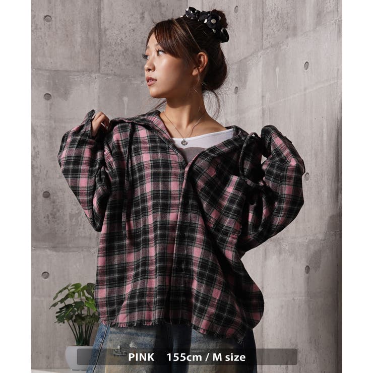 フリンジ チェックシャツ パーカー | ONE 4 PREMIUM | 詳細画像9 