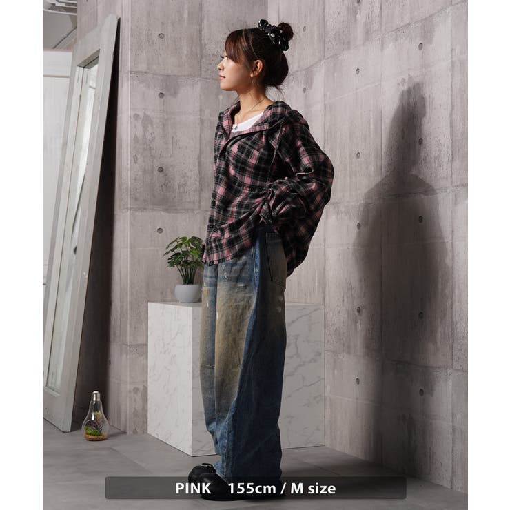 フリンジ チェックシャツ パーカー | ONE 4 PREMIUM | 詳細画像10 