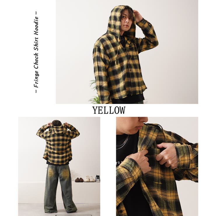フリンジ チェックシャツ パーカー | ONE 4 PREMIUM | 詳細画像11 