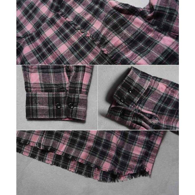 フリンジ チェックシャツ パーカー | ONE 4 PREMIUM | 詳細画像18 