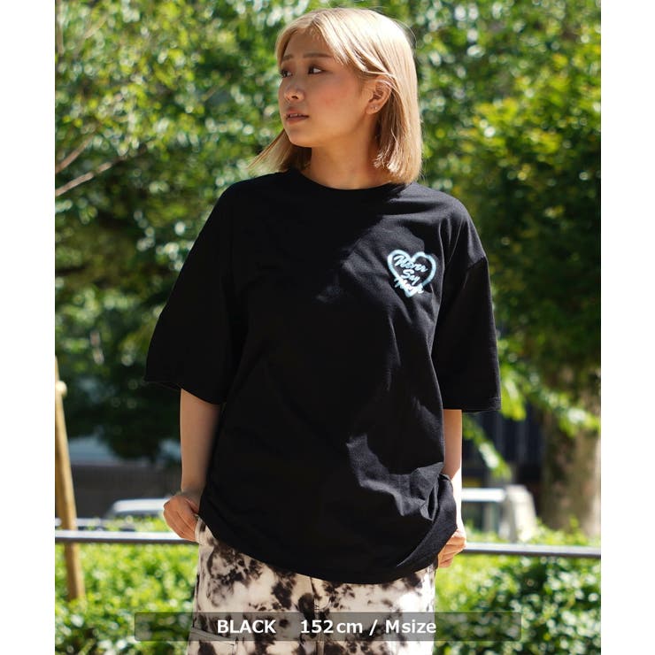 ◇スプレー風ハートロゴ プリントTシャツ◇ tシャツ[品番 ◇スプレー風ハートロゴ プリントTシャツ◇ tシャツ[品番
