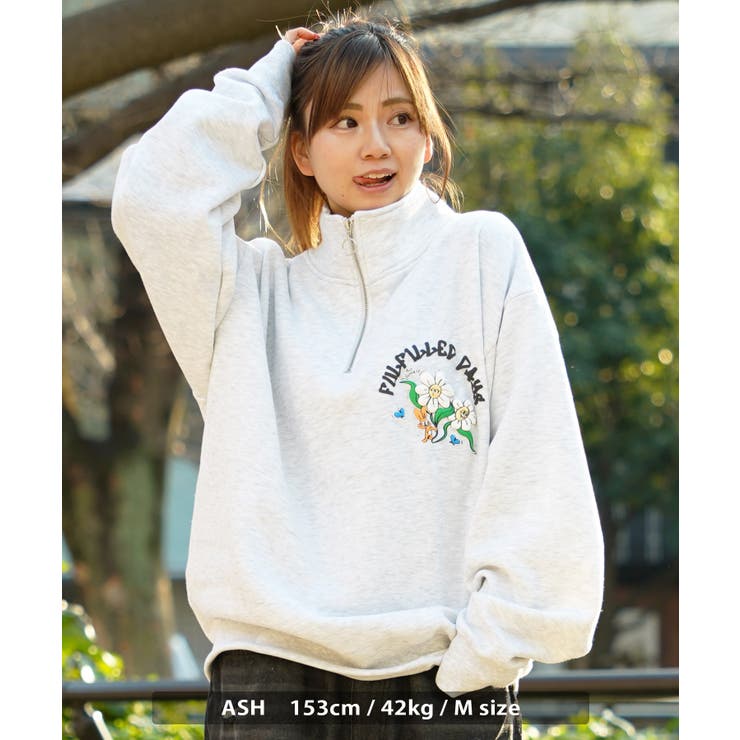 ◇フラワーモチーフ ハーフジップ◇ オーバーサイズ[品番：OCGW0003503]｜ONE 4 PREMIUM（ワンフォープレミアム  ）のメンズファッション通販｜SHOPLIST（ショップリスト）