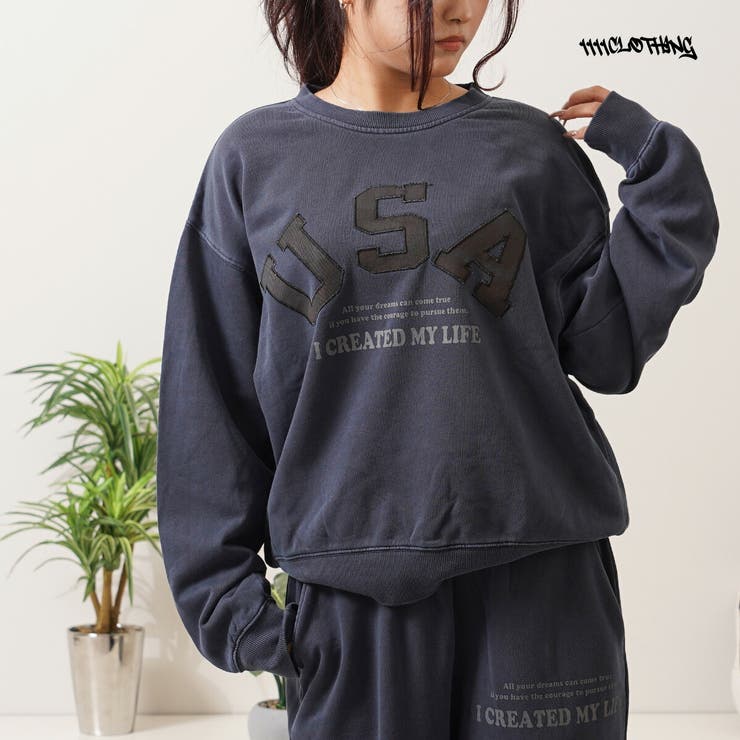 USAアップリケ ピグメント スウェット | ONE 4 PREMIUM | 詳細画像1 