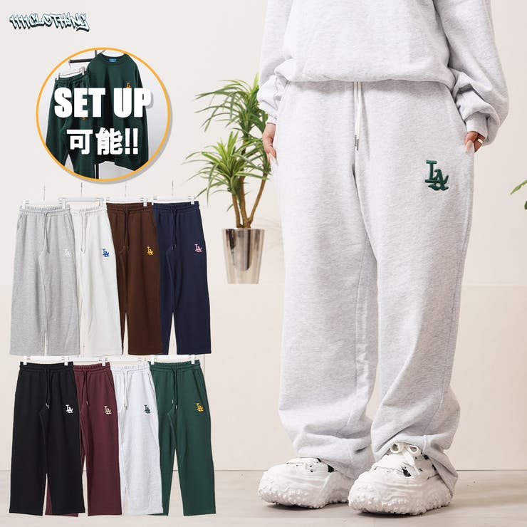 LA ロゴ刺繍 スウェットパンツ[品番：OCGW0002551]｜ONE 4