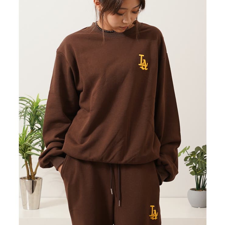 BROWN | LA ロゴ刺繍 ルーズ | ONE 4 PREMIUM