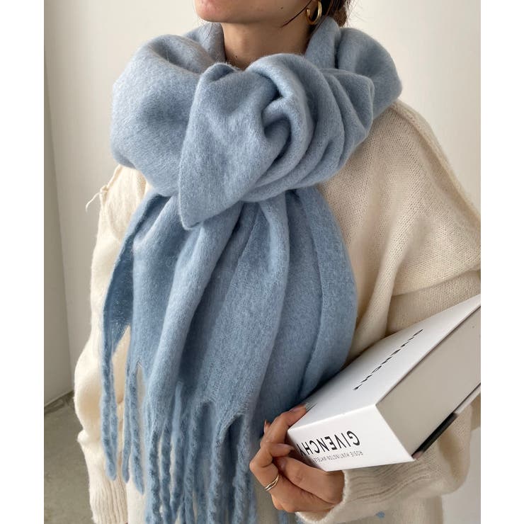 ライトブルー | ボリュームフリンジマフラー | 210nouve