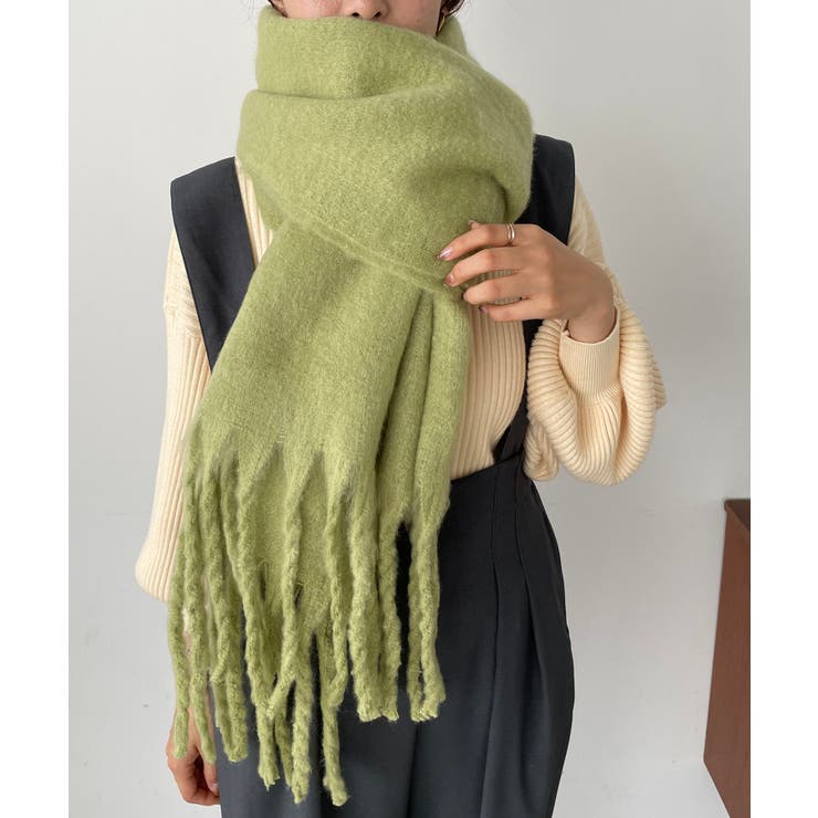 グリーン | ボリュームフリンジマフラー | 210nouve