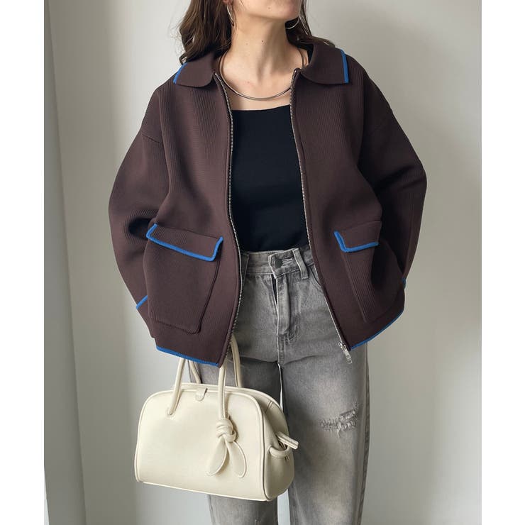 配色使いジップニットカーディガン | 210nouve | 詳細画像11 