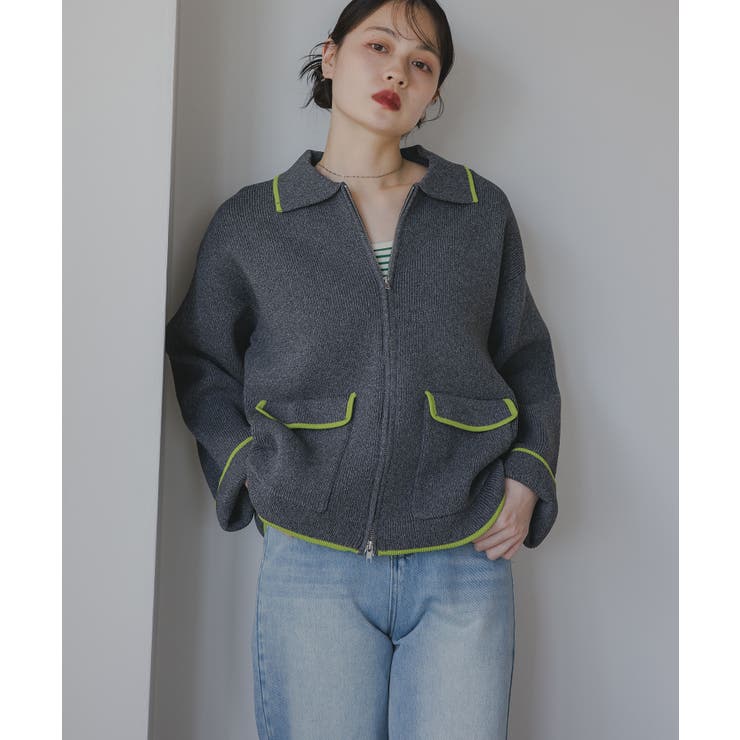 配色使いジップニットカーディガン | 210nouve | 詳細画像13 