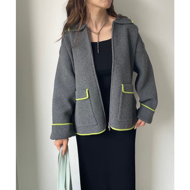 配色使いジップニットカーディガン | 210nouve | 詳細画像17 