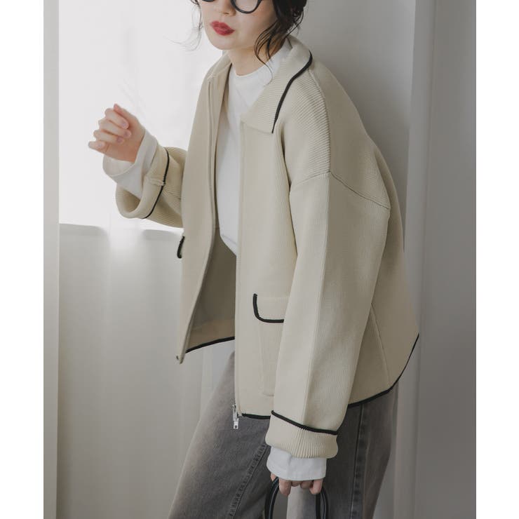 配色使いジップニットカーディガン | 210nouve | 詳細画像2 