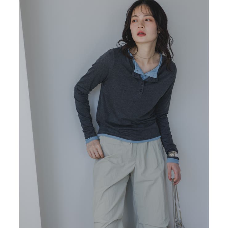 配色ヘンリーネックプルオーバー[品番：KTKW0010526]｜210nouve