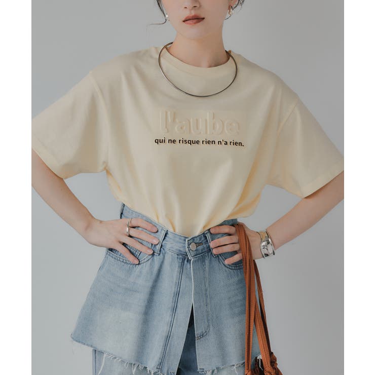 イエロー | エンボス加工プリントTシャツ | 210nouve