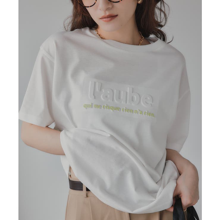 ホワイト | エンボス加工プリントTシャツ | 210nouve