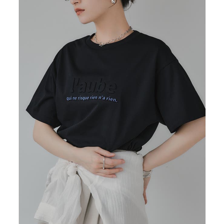 ブラック | エンボス加工プリントTシャツ | 210nouve