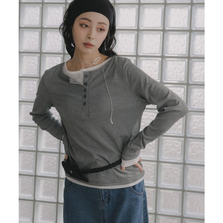 ボーダーレイヤードヘンリーネックPO | 210nouve | 詳細画像10 