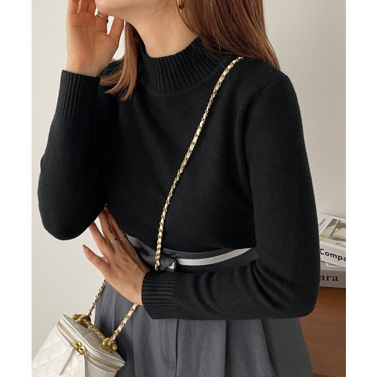 ブラック | ハイネックプルオーバーニット | 210nouve