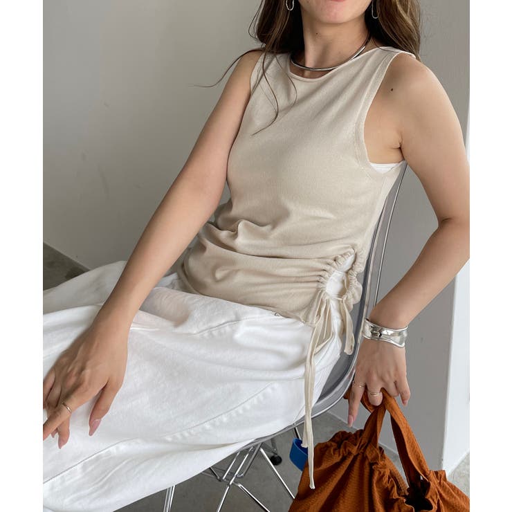 レーヨンブレンドサイドスピンドルニットタンクトップ | 210nouve | 詳細画像2 