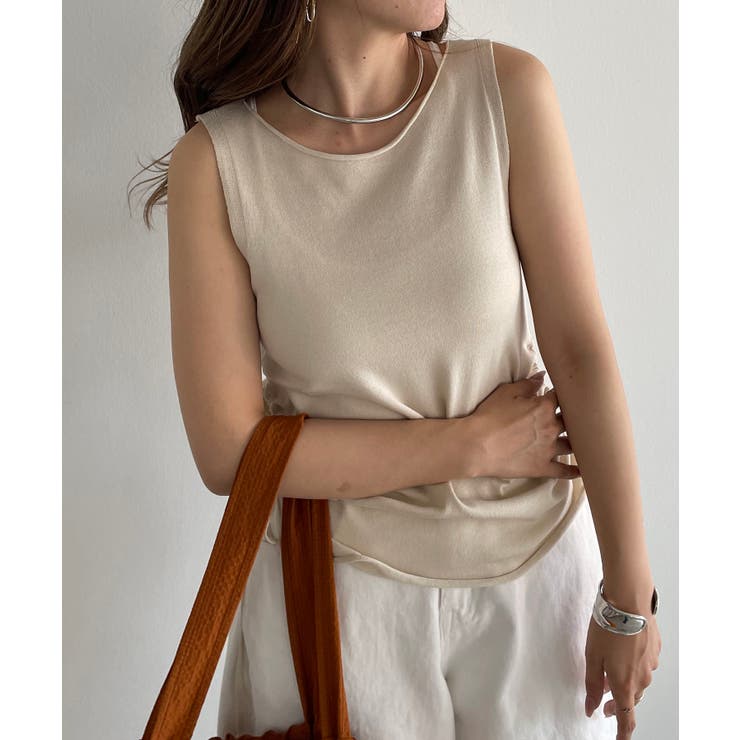 ベージュ | レーヨンブレンドサイドスピンドルニットタンクトップ | 210nouve