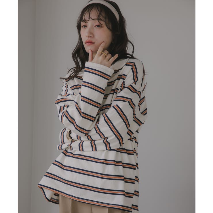キャメル | ヘンリポロ襟Tシャツ | 210nouve