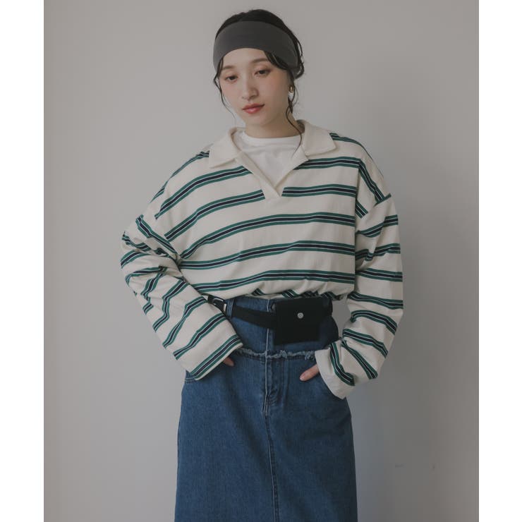 グリーン | ヘンリポロ襟Tシャツ | 210nouve